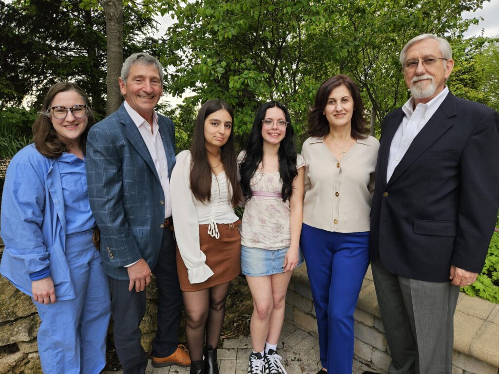 Members of the Franciscan Health Michigan City Medical Staff Scholarship Committee recently gathered to congratulate the 2026 scholarship winners. Pictured (l-r) are Dr. Sandra Wischmeyer, Dr. David Fumo, scholarship winners Jennifer Serrano and Alyssa Tracy, Dr. Hosn Maatouk and Dr. Samuel West.