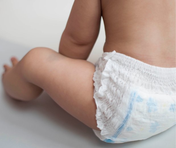 Diaper on a baby