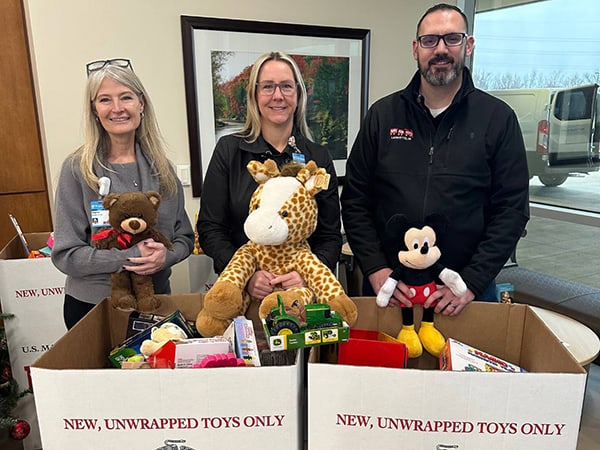 Staff at Franciscan Health Lafayette receive Toys for Tots donations