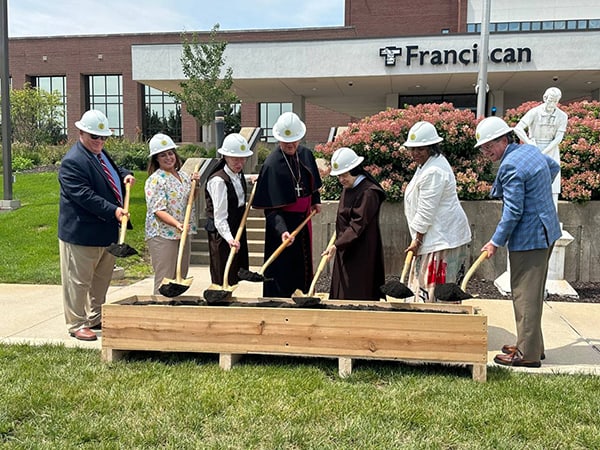 Members of Franciscan Health Foundation breaks ground for the new St. Elizabeth Garden.
