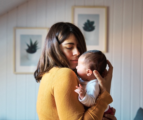 Mother holding baby